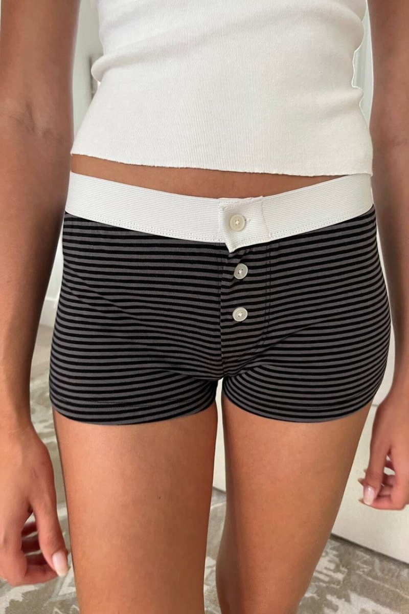 Sous Vêtement Brandy Melville Boy Corta Stripe Noir Grise | PAL-53772336